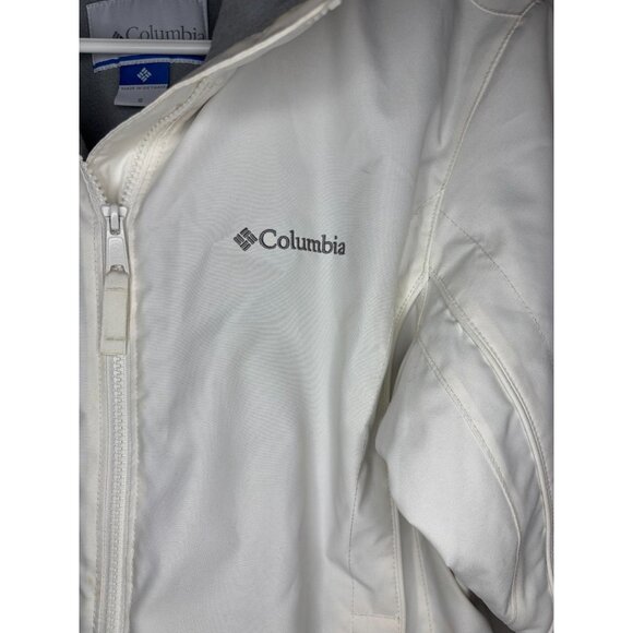 COLUMBIA Soft Shell Jacket Womens S White Gray Fleece Lined Pockets Winter - Picture 6 of 10
